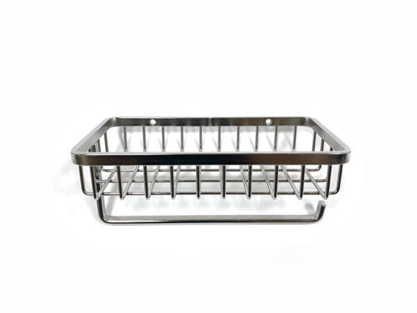 Stainless Steel Wall Mount Rectangular Shower Basket with Towel Bar | Bathware Pro | Taiwan