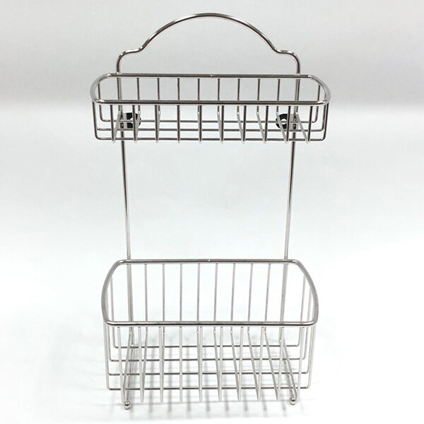 Stainless Steel Wall Mount Rectangular Wire Shower Rack 2 Tier | Bathware Pro | Taiwan