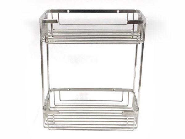 Stainless Steel Wall Mount Rectangular Wire Shower Basket 2 Tier | Bathware Pro | Taiwan