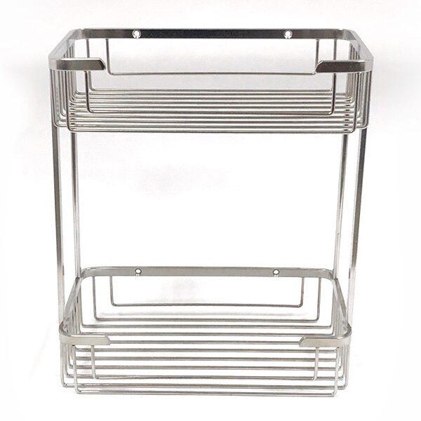 Stainless Steel Wall Mount Rectangular Wire Shower Basket 2 Tier | Bathware Pro | Taiwan