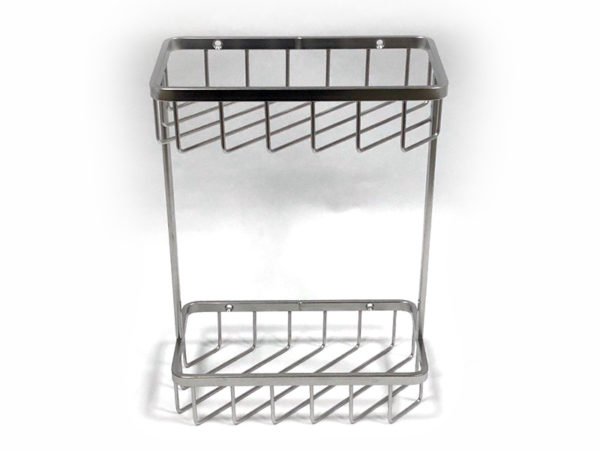 Stainless Steel Wall Mount Rectangular Wire Shower Basket 2 Tier | Bathware Pro | Taiwan