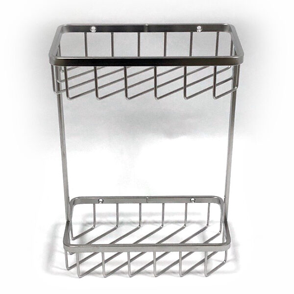 Stainless Steel Wall Mount Rectangular Wire Shower Basket 2 Tier | Bathware Pro | Taiwan