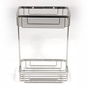 Stainless Steel Wall Mount Rectangular Wire Shower Basket 2 Tier | Bathware Pro | Taiwan