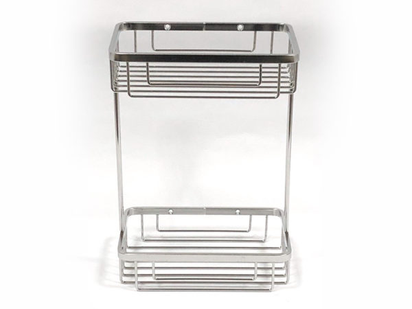 Stainless Steel Wall Mount Rectangular Wire Shower Basket 2 Tier | Bathware Pro | Taiwan