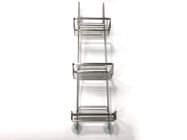 Stainless Steel Wall Mount Rectangular Wire Basket 3 Tier with 2 Hooks | Bathware Pro | Taiwan