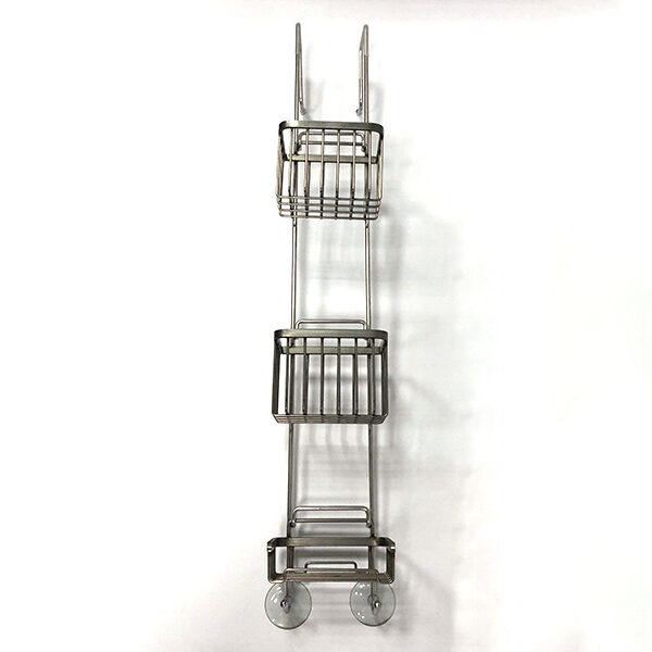 Stainless Steel Wall Mount Rectangular Wire Basket 3 Tier with 2 Hooks | Bathware Pro | Taiwan