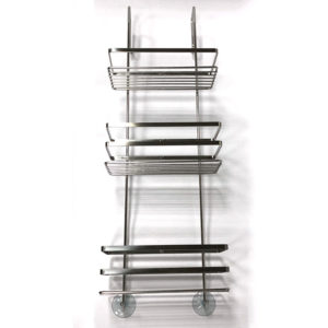 Stainless Steel Wall Mount Rectangular Wire Basket 3 Tier with 2 Hooks | Bathware Pro | Taiwan