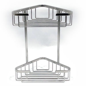 Stainless Steel Wall Mount Corner Wire Shower Basket 2 Tier | Bathware Pro | Taiwan