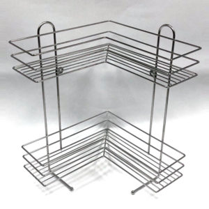 Stainless Steel Wall Mount Corner Wire Shower Basket 2 Tier | Bathware Pro | Taiwan