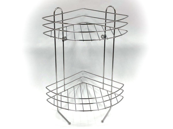 Stainless Steel Wall Mount Corner Wire Shower Basket 2 Tier | Bathware Pro | Taiwan