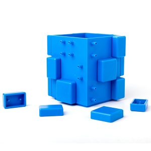 Blue Color Stackable Square Building Block Storage Box