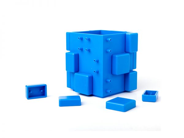 Blue Color Stackable Square Building Block Storage Box