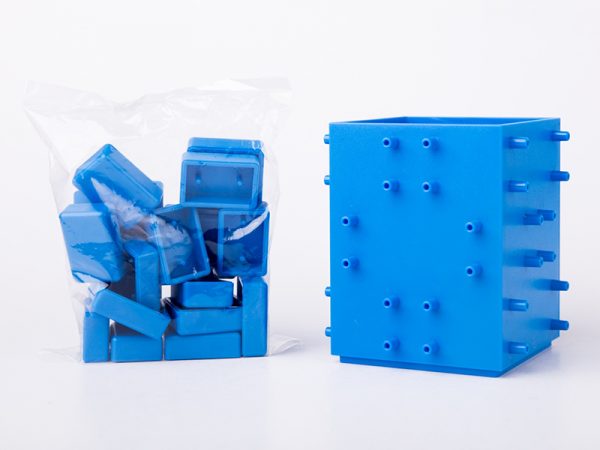 Blue Color Stackable Square Building Block Storage Box