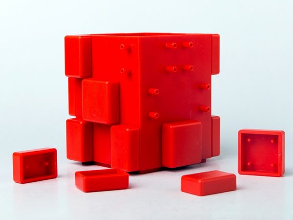 Red Color Stackable Square Building Block Storage Box