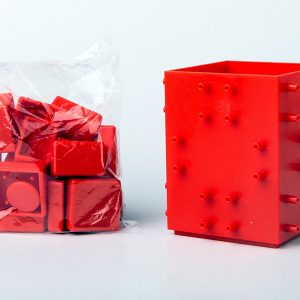 Red Color Stackable Square Building Block Storage Box