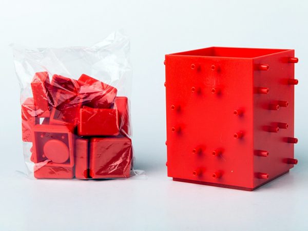 Red Color Stackable Square Building Block Storage Box