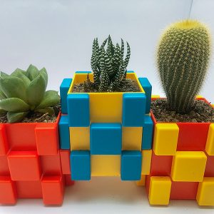 Double Color Stackable Square Building Block Storage Box