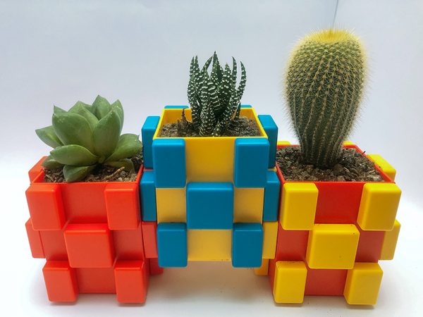 Double Color Stackable Square Building Block Storage Box