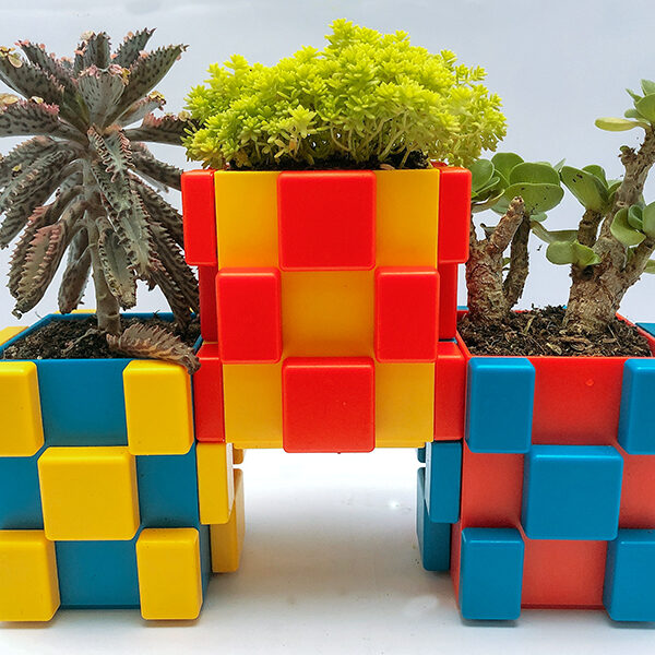 Double Color Stackable Square Building Block Storage Box