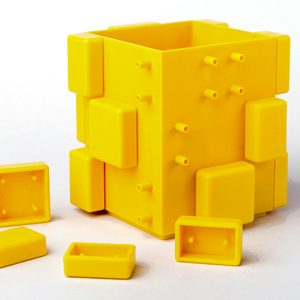 Yellow Color Stackable Square Building Block Storage Box