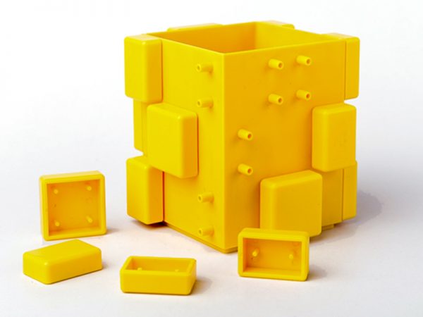 Yellow Color Stackable Square Building Block Storage Box