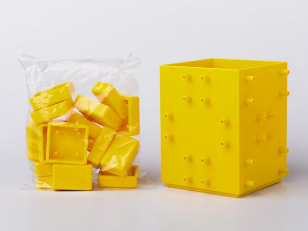 Yellow Color Stackable Square Building Block Storage Box